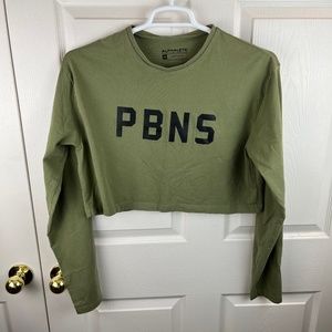 Alphalete Long Sleeve Cropped Top PBNS Oliver Green Size Medium